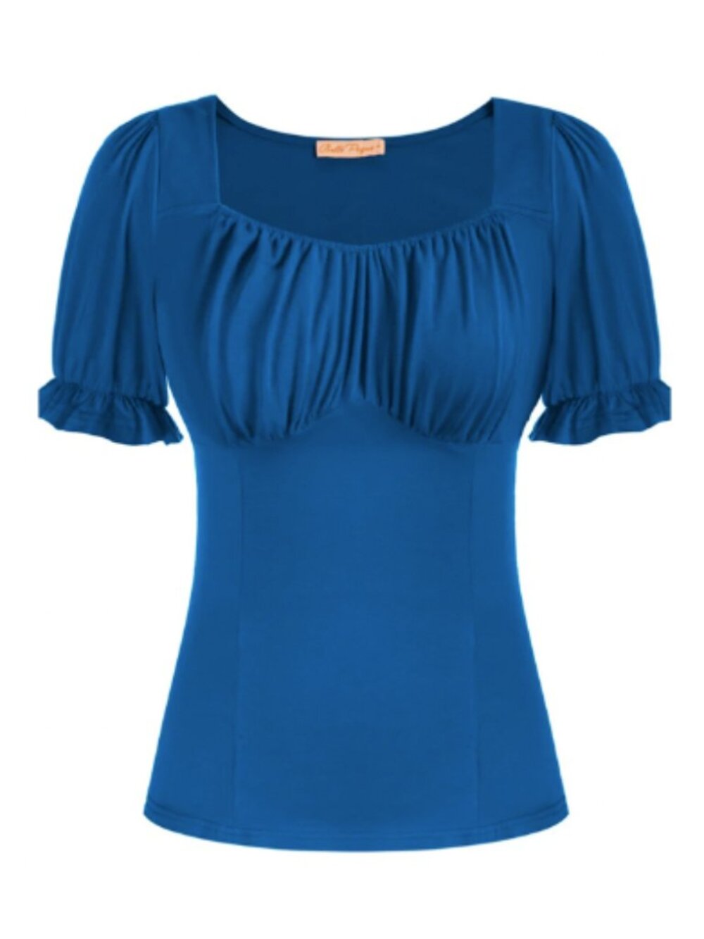 Belle Poque M - Royal Blue Vintage Style Sweetheart Ruffle Sleeve Top